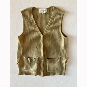 Vintage 90s Vittadini Sport Lambswool Knit Sweater Vest Womens Medium Sage